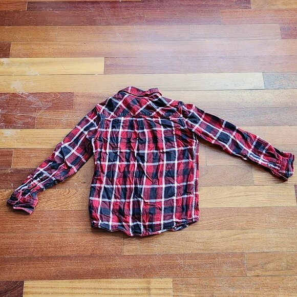 77kids By American Eagle Red/Black Plaid Flannel Button Down Shirt Size Medium - Picture 10 of 11